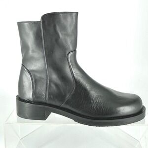 Stuart Weitzman Size 8 EU 38.5 Black Leather Mid Calf Boots NEW Side Zip $595